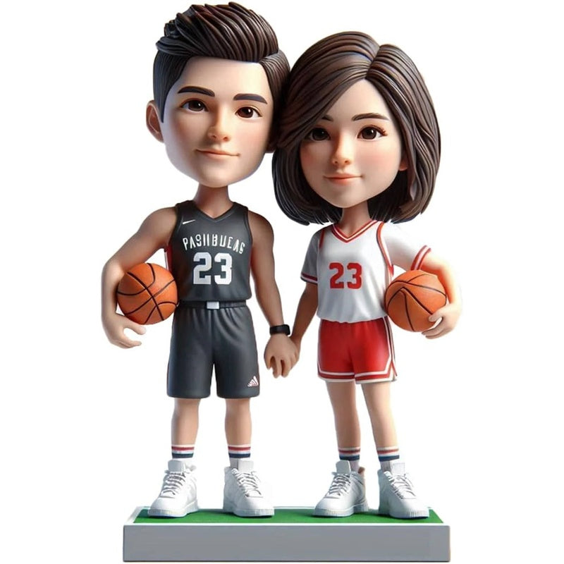Diy Basketball Couple Bobblehead Handcrafted Lovely Gift for Sports Fans Athletic Desktop Decor Passionate Moment Capture Keepsake Gift