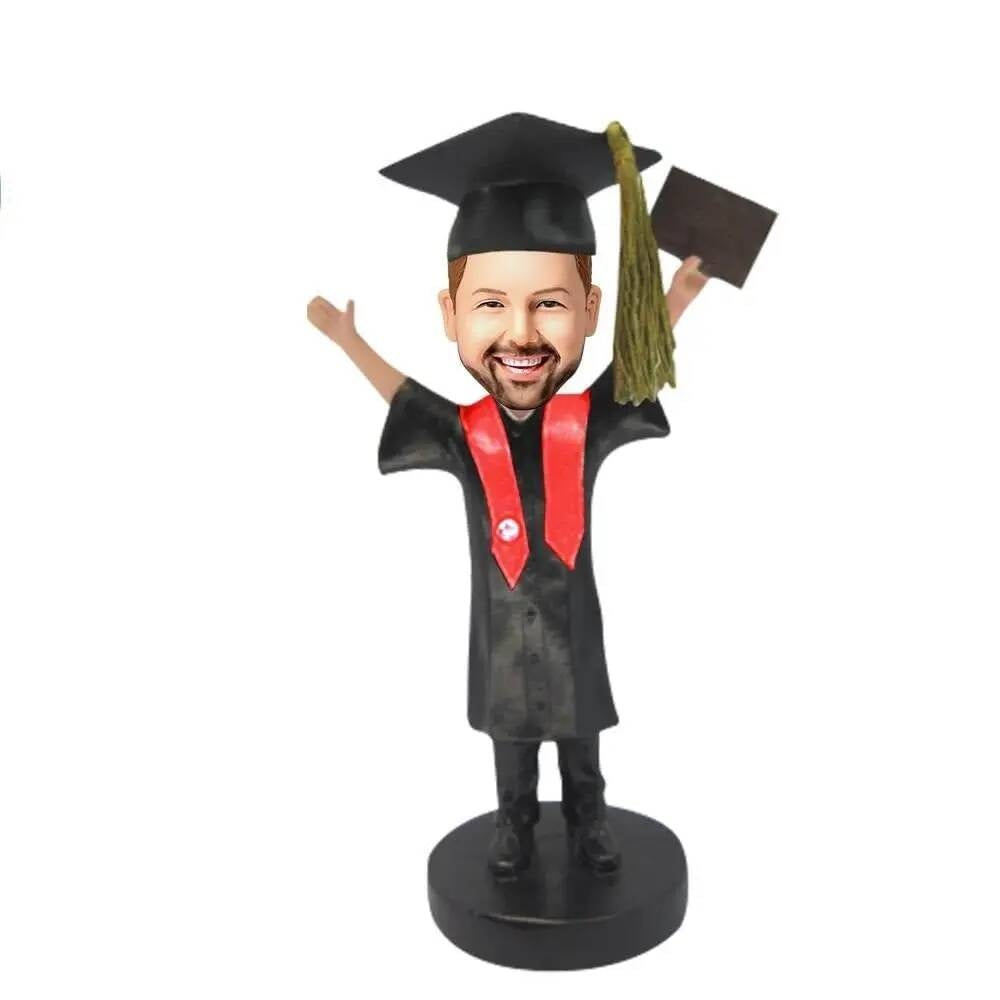 Diy Anliv Handmade Custom Graduation Bobblehead 2025 Artisan-Crafted Graduate Doll with Cap & Gown 5" 12" Photo to Sculpture Gift Gift