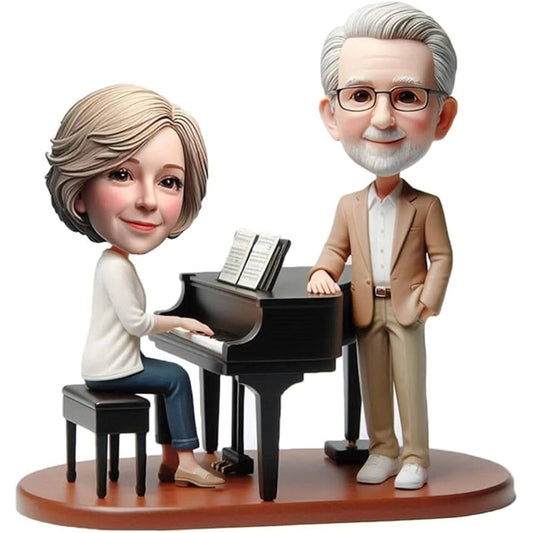Diy Custom Piano Duo Bobblehead Handcrafted Great Gift for Music Lovers Artistic Desktop Display Harmonious Vibe Radiator Popular Gift