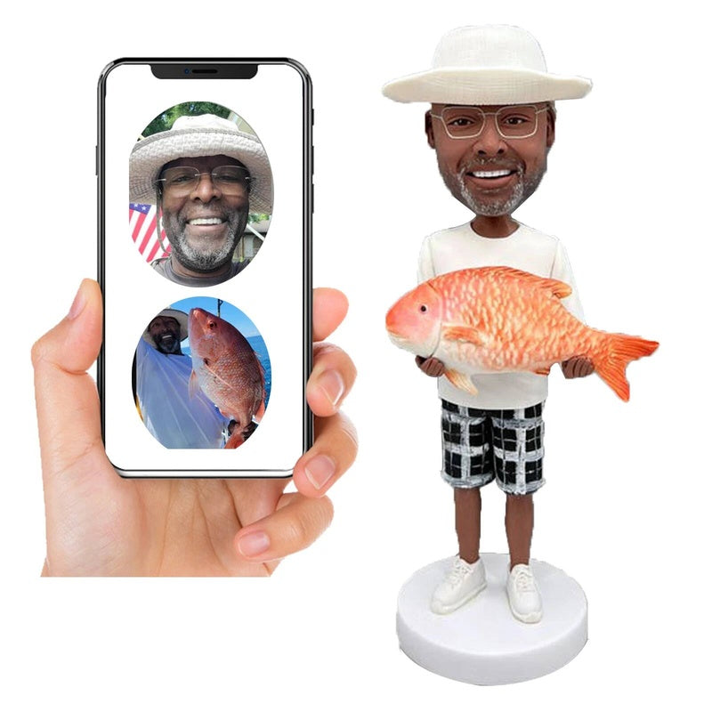 Diy Custom Bobbleheads For Man,Personalized Bobblehead, Unique Father's Day Gift Ideas, Gifts for Fishing Enthusiasts Gift