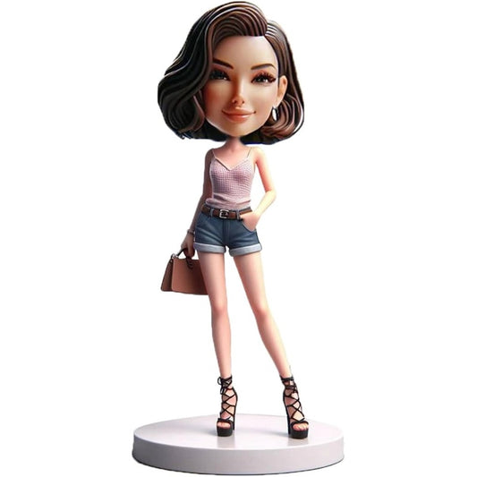 Diy Casual Style Lady Bobblehead Handcrafted Awesome Gift for Trend Followers Daily Fashion Vibe Carrier Popular Custom Figurine Gift