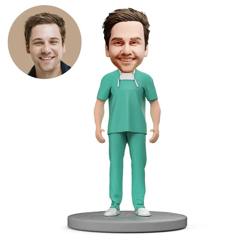 Diy Home Decor Custom Bobblehead Figurine Personalized Doctor Gifs For Man-Anesthesiologists in Blue Scrubs Gift