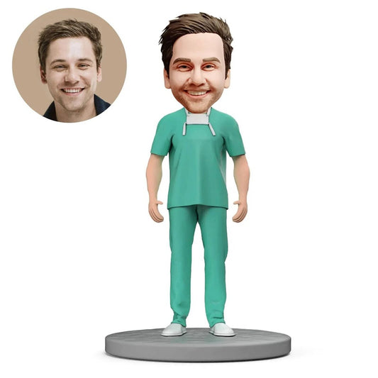 Diy Home Decor Custom Bobblehead Figurine Personalized Doctor Gifs For Man-Anesthesiologists in Blue Scrubs Gift