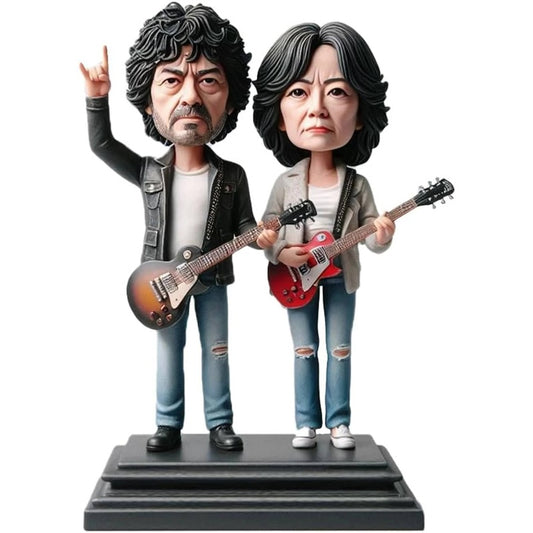 Diy Custom Rock Band Duo Bobblehead Handcrafted Ideal Gift for Music Lovers Guitarist Figurine Set Concert Vibe Capture Unique Deskt Gift