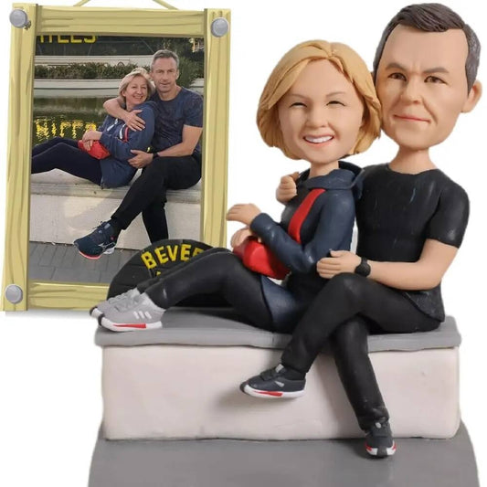 Diy Custom Bobblehead Figures Personal Statue Couple&Friends from Photo, Personalized Couple Bobble Head Figurines Doll for Cust Gift