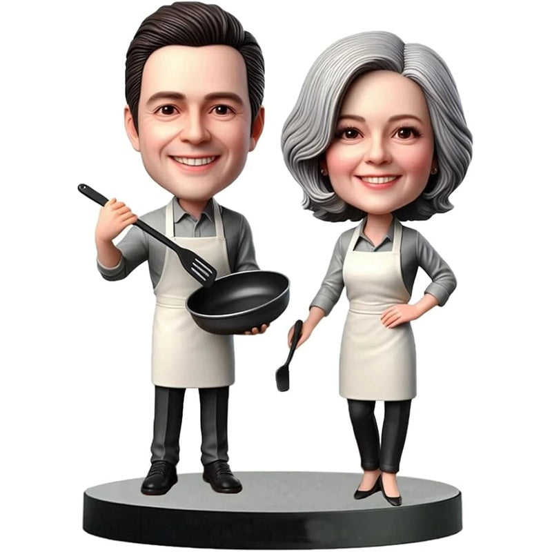 Diy Custom Cooking Couple Bobblehead Handcrafted Lovely Gift for Foodies Kitchen Scene Figurine Culinary Fun Vibe Radiator Gift