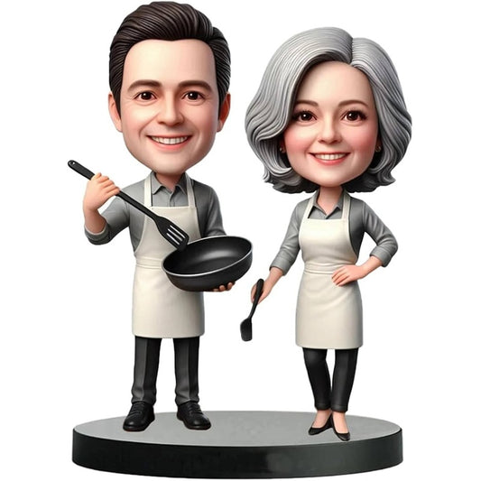 Diy Custom Cooking Couple Bobblehead Handcrafted Lovely Gift for Foodies Kitchen Scene Figurine Culinary Fun Vibe Radiator Gift