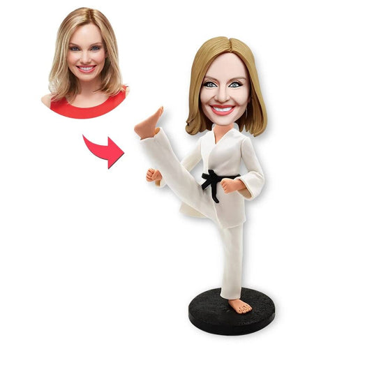 Diy Bobblehead Female Taekwondo,Clay Earth Sculpture , Personalized Bobbleheads Figures, Custom Mouther/mom/wife Girl Gift Gift