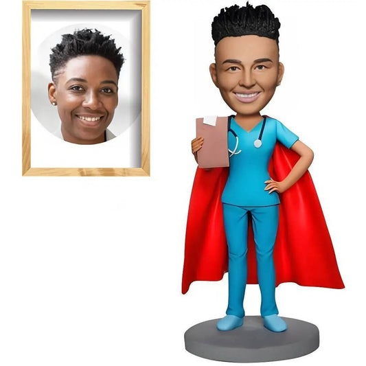 Diy Customized Bobblehead Dolls,Nurse Woman with Cloak Handmade Personalized Sculpture Gift for Women, Girlfriend, Wife Gift