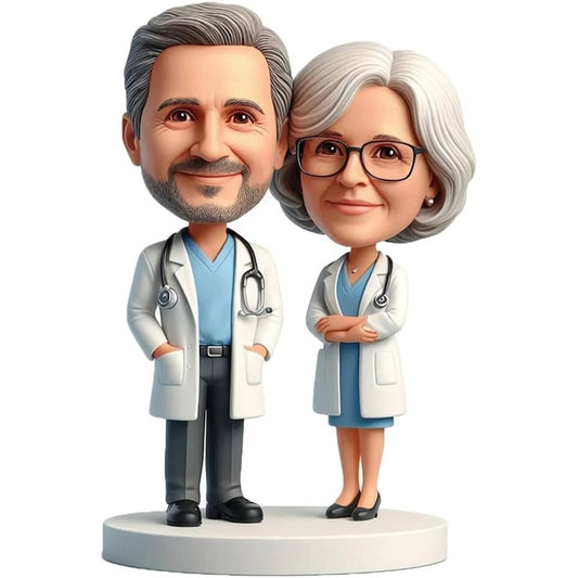 Diy Doctor Couple Bobblehead Handcrafted Awesome Gift for Medical Professionals Stethoscope & Lab Coat Figurine Career Pride Display Gift