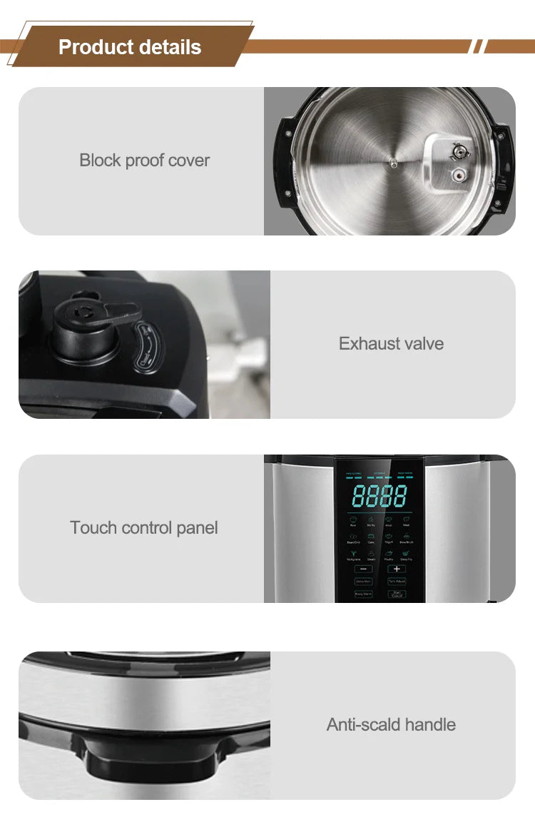 Wholesale 5L/6L Electric Pressure Cooker Professional Manufacturer's Large Capacity Stainless Steel Rice Cooker Households