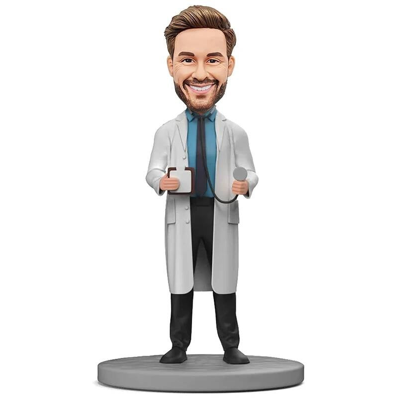 Diy Custom Bobblehead Personalized Customized Gifts for Nurse-Male Doctor With Arms Folded Polymer Statue Figurine Gift