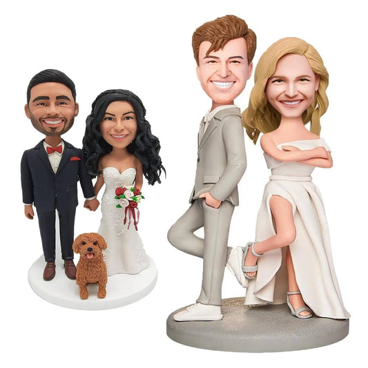 Diy Custom Bobblehead Wedding Gifts for Couples Personalized Handmade Clay Figurine Groom Bride Statue, Fully Customizable Sculpture Gift