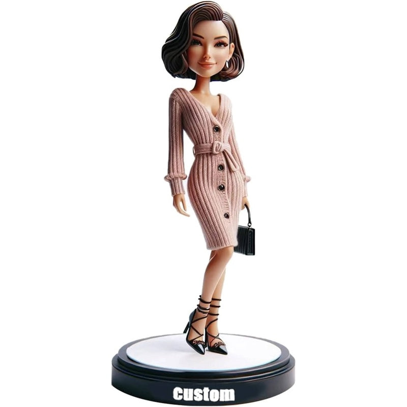 Diy Lady Bobblehead Handcrafted from Your Photo Great Gift for Fashion Aficionados Friend Sister Timeless Grace Keeper Elegant Deskt Gift