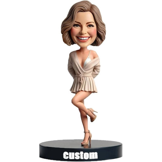 Diy Leg - Crossed Lady Bobblehead Handcrafted from Your Photo Lovely Gift for Bold Style Admirers Friend Sister Playful Charm Radiat Gift
